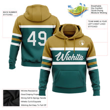 Charger l'image dans la galerie, Custom Stitched Teal White-Old Gold Line Sports Pullover Sweatshirt Hoodie