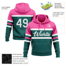 Laden Sie das Bild in den Galerie-Viewer, Custom Stitched Teal White-Pink Line Sports Pullover Sweatshirt Hoodie