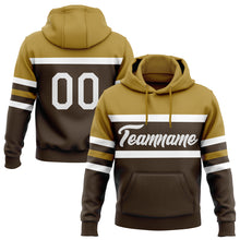 Загрузить изображение в средство просмотра галереи, Custom Stitched Brown White-Old Gold Line Sports Pullover Sweatshirt Hoodie