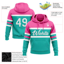 Charger l'image dans la galerie, Custom Stitched Aqua White-Pink Line Sports Pullover Sweatshirt Hoodie