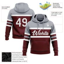 Загрузить изображение в средство просмотра галереи, Custom Stitched Burgundy White-Gray Line Sports Pullover Sweatshirt Hoodie