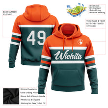 Laden Sie das Bild in den Galerie-Viewer, Custom Stitched Midnight Green White-Orange Line Sports Pullover Sweatshirt Hoodie
