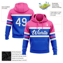 Загрузить изображение в средство просмотра галереи, Custom Stitched Thunder Blue White-Pink Line Sports Pullover Sweatshirt Hoodie