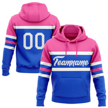 Загрузить изображение в средство просмотра галереи, Custom Stitched Thunder Blue White-Pink Line Sports Pullover Sweatshirt Hoodie