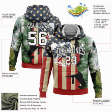 Загрузить изображение в средство просмотра галереи, Custom Stitched Navy City Cream Red-Black 3D American Flag And Rainbow Trout Fish Fishing Sports Pullover Sweatshirt Hoodie