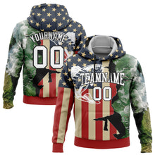 Загрузить изображение в средство просмотра галереи, Custom Stitched Navy City Cream Red-Black 3D American Flag And Rainbow Trout Fish Fishing Sports Pullover Sweatshirt Hoodie