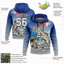 Загрузить изображение в средство просмотра галереи, Custom Stitched Royal Light Gray-Black 3D Rainbow Trout And Largemouth Bass Fish Fishing Sports Pullover Sweatshirt Hoodie