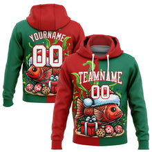 Загрузить изображение в средство просмотра галереи, Custom Stitched Kelly Green White-Red 3D Christmas Carp Fish Fishing Sports Pullover Sweatshirt Hoodie