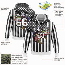Загрузить изображение в средство просмотра галереи, Custom Stitched Black White 3D American Flag And Smallmouth Bass Fish Fishing Sports Pullover Sweatshirt Hoodie