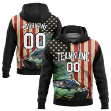 Загрузить изображение в средство просмотра галереи, Custom Stitched Black City Cream-Red 3D American Flag And Atlantic Salmon Fish Fishing Sports Pullover Sweatshirt Hoodie