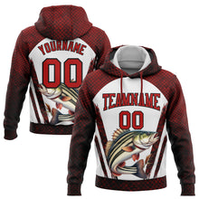 Загрузить изображение в средство просмотра галереи, Custom Stitched Red Black-White 3D Northern Pike Fish Fishing Sports Pullover Sweatshirt Hoodie