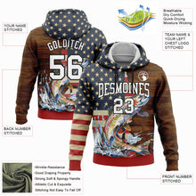 Загрузить изображение в средство просмотра галереи, Custom Stitched Navy City Cream Red-Brown 3D American Flag And Rainbow Trout Fish Fishing Sports Pullover Sweatshirt Hoodie