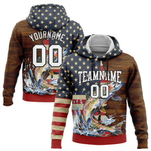 Загрузить изображение в средство просмотра галереи, Custom Stitched Navy City Cream Red-Brown 3D American Flag And Rainbow Trout Fish Fishing Sports Pullover Sweatshirt Hoodie