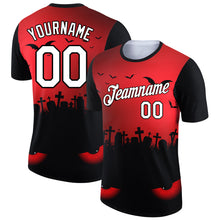 Laden Sie das Bild in den Galerie-Viewer, Custom Red White-Black 3D Halloween Performance T-Shirt