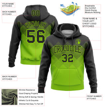Laden Sie das Bild in den Galerie-Viewer, Custom Stitched Black Neon Green 3D Pattern Design Gradient Square Shape Sports Pullover Sweatshirt Hoodie