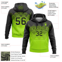 Laden Sie das Bild in den Galerie-Viewer, Custom Stitched Black Neon Green 3D Pattern Design Gradient Square Shape Sports Pullover Sweatshirt Hoodie