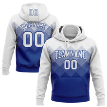 Load image into Gallery viewer, Custom Stitched White Royal 3D Pattern Design Gradient Square Shape Sports Pullover Sweatshirt Hoodie