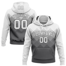 Laden Sie das Bild in den Galerie-Viewer, Custom Stitched White Steel Gray 3D Pattern Design Gradient Square Shape Sports Pullover Sweatshirt Hoodie