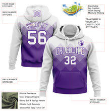 Laden Sie das Bild in den Galerie-Viewer, Custom Stitched White Purple 3D Pattern Design Gradient Square Shape Sports Pullover Sweatshirt Hoodie