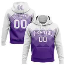 Laden Sie das Bild in den Galerie-Viewer, Custom Stitched White Purple 3D Pattern Design Gradient Square Shape Sports Pullover Sweatshirt Hoodie