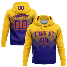 Загрузить изображение в средство просмотра галереи, Custom Stitched Yellow Dark Purple-Orange 3D Pattern Design Gradient Square Shape Sports Pullover Sweatshirt Hoodie