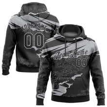 Charger l'image dans la galerie, Custom Stitched Black Gray 3D Pattern Design Torn Paper Style Sports Pullover Sweatshirt Hoodie