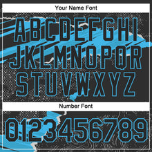 Charger l'image dans la galerie, Custom Stitched Black Sky Blue 3D Pattern Design Torn Paper Style Sports Pullover Sweatshirt Hoodie