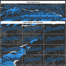 Charger l'image dans la galerie, Custom Stitched Black Powder Blue 3D Pattern Design Torn Paper Style Sports Pullover Sweatshirt Hoodie