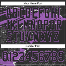 Charger l'image dans la galerie, Custom Stitched Black Medium Purple 3D Pattern Design Torn Paper Style Sports Pullover Sweatshirt Hoodie