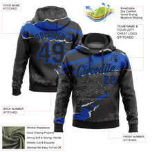Charger l'image dans la galerie, Custom Stitched Black Thunder Blue 3D Pattern Design Torn Paper Style Sports Pullover Sweatshirt Hoodie