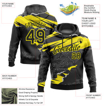 Laden Sie das Bild in den Galerie-Viewer, Custom Stitched Black Light Yellow 3D Pattern Design Torn Paper Style Sports Pullover Sweatshirt Hoodie