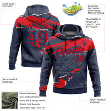 Laden Sie das Bild in den Galerie-Viewer, Custom Stitched Navy Fire Red 3D Pattern Design Torn Paper Style Sports Pullover Sweatshirt Hoodie