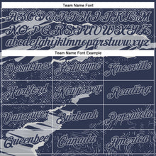 Charger l'image dans la galerie, Custom Stitched Navy Gray 3D Pattern Design Torn Paper Style Sports Pullover Sweatshirt Hoodie