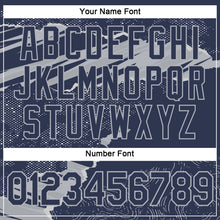 Charger l'image dans la galerie, Custom Stitched Navy Gray 3D Pattern Design Torn Paper Style Sports Pullover Sweatshirt Hoodie