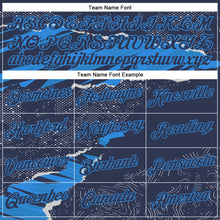 Charger l'image dans la galerie, Custom Stitched Navy Powder Blue 3D Pattern Design Torn Paper Style Sports Pullover Sweatshirt Hoodie