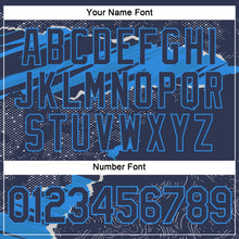 Charger l'image dans la galerie, Custom Stitched Navy Powder Blue 3D Pattern Design Torn Paper Style Sports Pullover Sweatshirt Hoodie