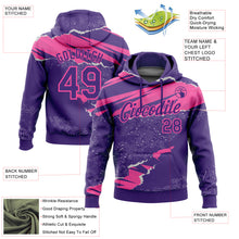 Charger l'image dans la galerie, Custom Stitched Purple Pink 3D Pattern Design Torn Paper Style Sports Pullover Sweatshirt Hoodie