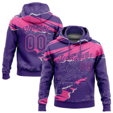 Charger l'image dans la galerie, Custom Stitched Purple Pink 3D Pattern Design Torn Paper Style Sports Pullover Sweatshirt Hoodie