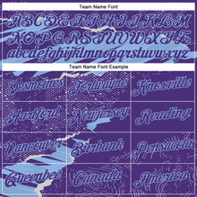 Laden Sie das Bild in den Galerie-Viewer, Custom Stitched Purple Light Blue 3D Pattern Design Torn Paper Style Sports Pullover Sweatshirt Hoodie