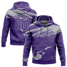 Charger l'image dans la galerie, Custom Stitched Purple Gray 3D Pattern Design Torn Paper Style Sports Pullover Sweatshirt Hoodie