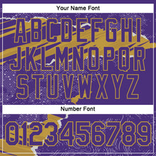 Charger l'image dans la galerie, Custom Stitched Purple Old Gold 3D Pattern Design Torn Paper Style Sports Pullover Sweatshirt Hoodie