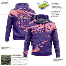 Laden Sie das Bild in den Galerie-Viewer, Custom Stitched Purple Medium Pink 3D Pattern Design Torn Paper Style Sports Pullover Sweatshirt Hoodie