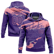 Laden Sie das Bild in den Galerie-Viewer, Custom Stitched Purple Medium Pink 3D Pattern Design Torn Paper Style Sports Pullover Sweatshirt Hoodie