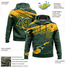 Charger l'image dans la galerie, Custom Stitched Green Gold 3D Pattern Design Torn Paper Style Sports Pullover Sweatshirt Hoodie