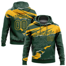 Charger l'image dans la galerie, Custom Stitched Green Gold 3D Pattern Design Torn Paper Style Sports Pullover Sweatshirt Hoodie