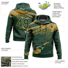 Charger l'image dans la galerie, Custom Stitched Green Old Gold 3D Pattern Design Torn Paper Style Sports Pullover Sweatshirt Hoodie
