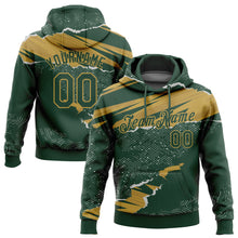 Charger l'image dans la galerie, Custom Stitched Green Old Gold 3D Pattern Design Torn Paper Style Sports Pullover Sweatshirt Hoodie