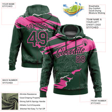 Charger l'image dans la galerie, Custom Stitched Green Pink 3D Pattern Design Torn Paper Style Sports Pullover Sweatshirt Hoodie