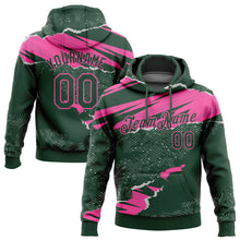 Charger l'image dans la galerie, Custom Stitched Green Pink 3D Pattern Design Torn Paper Style Sports Pullover Sweatshirt Hoodie