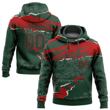 Charger l'image dans la galerie, Custom Stitched Green Red 3D Pattern Design Torn Paper Style Sports Pullover Sweatshirt Hoodie